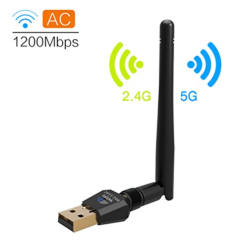 [해외]1200Mbps Wireless USB Wifi Adapter, DOSNTO WiFi Adapter for Desktop/Laptop, 802.11 ac/a/b/g/n, Dual Band 2.4GHz/300Mbps+5GHz/867Mbps, High Gain Antenna Wi-Fi Dongles, Support Windows XP/7/8/10/MAC/OSX