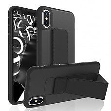 [해외]iPhone X Case [Aura by Roar] Adjustable Magnetic Kickstand Full Protective Anti-Scratch Case, Matte Finished Soft Cover, Compatible with 애플 iPhone X (Black)