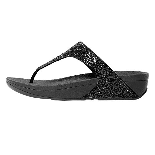 [해외]핏플랍 Womens Glitterball Toe Post Black Sandal - 7