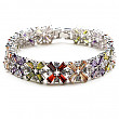 [해외]White Gold Plated Multicolor Crystal Bangle Bracelets for Women Cubic Zirconia Colorful Bracelet, 7&quot;
