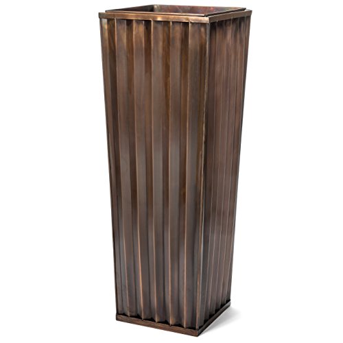 [해외]H Potter Tall Outdoor Indoor Planter Patio Deck Flower Ribbed Garden Planters Antique Copper Finish (SMALL)