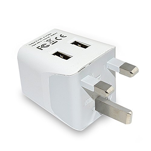 [해외]Ceptics CTU-7 USA to UK, Hong Kong Travel Adapter Plug With Dual USB - Type G - Ultra Compact