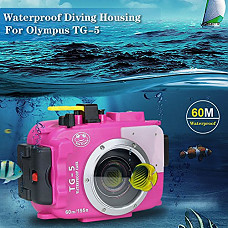 [해외]Sea frogs 195FT/60M Underwater 카메라 방수 diving housing for 올림푸스 TG-5 Pink (Housing + Red Filter)
