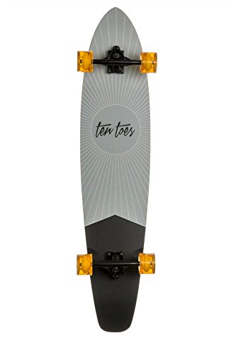 [해외]Ten Toes Board Emporium Zed Bamboo Longboard Skateboard Cruiser, 44", Pewter Pointe