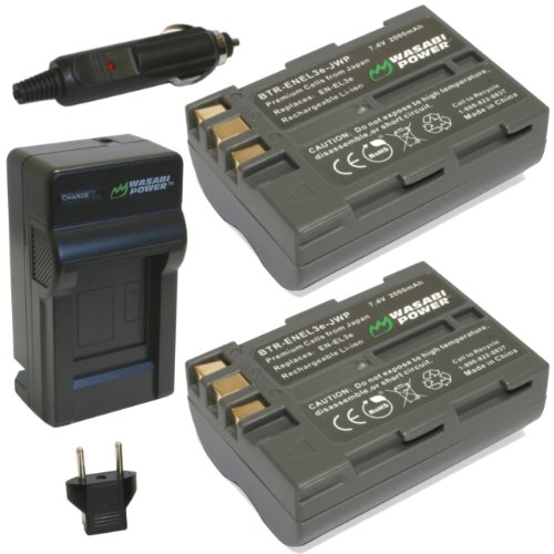 [해외]와사비 Power 배터리 (2-Pack) and Charger for 니콘 EN-EL3e and 니콘 D50, D70, D70s, D80, D90, D100, D200, D300, D300S, D700