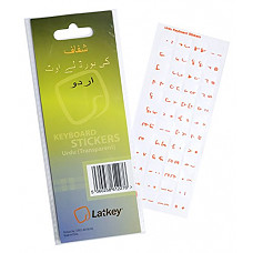 [해외]Urdu Keyboard Stickers for Mac, Desktop PC Computer, Laptop, Macbook (keyboard decals with red letters on transparent clear background, aids to learn Urdu).