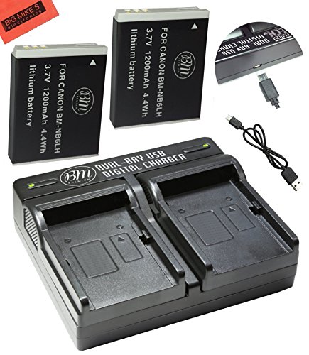 [해외]BM Premium Pack of 2 NB6L, NB-6L, NB-6LH Batteries and USB Dual 배터리 Charger Kit For 캐논 PowerShot S120, SX170 IS, SX260 HS, SX280 HS, SX500 IS, SX510 HS, SX520 HS, SX530 HS, SX540 HS, SX600 HS, SX610 HS, SX700 HS, SX710 HS, ELPH 500 HS, D10, D2