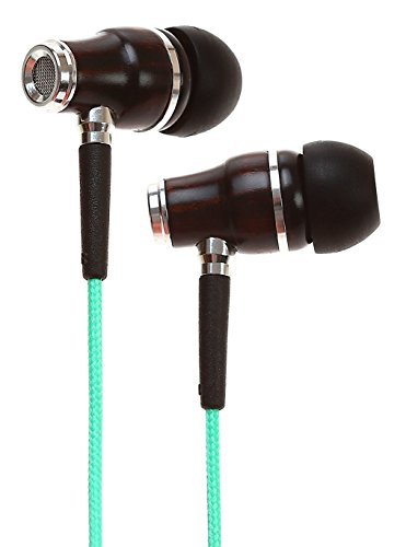 [해외]Symphonized NRG Premium Genuine Wood In-ear Noise-isolating Headphones|Earbuds|Earphones with Microphone (Turquoise Blue)