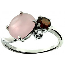 [해외]RB Gems Sterling Silver 925 Ring Genuine Jade and Genuine Gemstone 3.50 Carats with Rhodium-Plated Finish (Pink, 10)