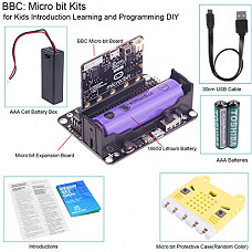 [해외]BBC Micro:bit Kits Programmable BBC Micro bit Board,Robot Expansion Board,Protective Case,AAA Cell 배터리 Case,30cm USB Cable and 18650 배터리 for Kids Introduction Learning and Programming DIY