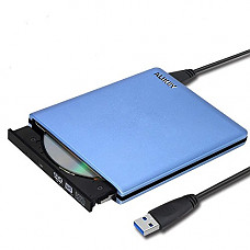 [해외]External DVD Drive,ALIKEY USB 3.0 CD/DVD-RW Writer Burner All-aluminum Ultra Slim Portable DVD Drive for Laptop and Desktop PC Windows Linux OS 애플 Mac Macbook Pro (Blue)
