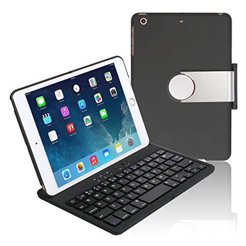 [해외]아이패드 mini123 Keyboard Folio Case, Koch Creative Bluetooth wireless Keyboard Case Folio Smart with 360 Degree Rotation and Multi-Angle Stand Viewing for 아이패드 mini123 Tablet (Black)
