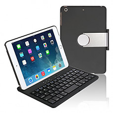 [해외]아이패드 mini123 Keyboard Folio Case, Koch Creative Bluetooth wireless Keyboard Case Folio Smart with 360 Degree Rotation and Multi-Angle Stand Viewing for 아이패드 mini123 Tablet (Black)