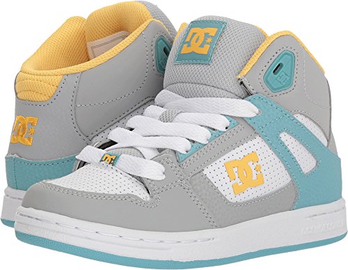 [해외]DC Girls Pure High-Top Skate Shoe, Turquoise/Citrus, 4 M US Big Kid