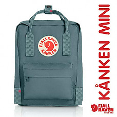 [해외]피엘라벤 - Kanken Mini Classic Backpack for Everyday, Frost Green-Chess Pattern