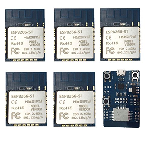 [해외]ESP8266 WiFi Module, Luabby Smart Low Cost Low Power Wireless IoT Module ESP8266-S1 With Development Board, Pack of 5 PCS