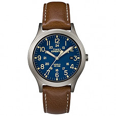 [해외]Timex 타이맥스 남여공용 시계 Unisex TW4B11100 Expedition Scout 36 Brown/Titanium/Blue Leather Strap Watch