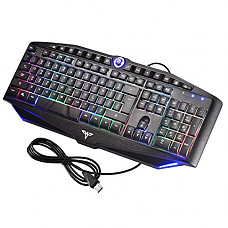 [해외]RGB Gaming Keyboard, Atmoko Rainbow Backlit Keyboard Wired with Wrist Rest, LED PC Gaming Keyboard, Compatible with Windows2000/ME/XP/7/8/10, Vista, Mac, Perfect for Gaming, Working