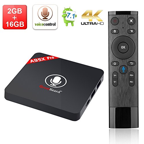 [해외]Android 7.1 A95x Pro TV Box,Greatlizard Voice Control 2GB DDR3 16GB EMMC 4K Quad Core Smart TV Box VP9 HEVC Decoding