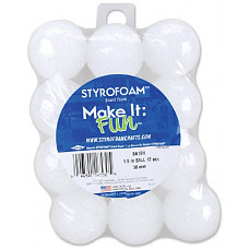 [해외]Floracraft Styrofoam Balls Foam, 1.5-Inch, White, 12 Per Package