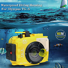 [해외]Sea frogs 195FT/60M Underwater 카메라 방수 diving housing for 올림푸스 TG-5 Yellow (Housing + Red Filter)