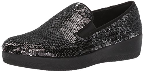 [해외]핏플랍 Womens Superskate with Sequins Slip-on Loafer, Black, 9 M US