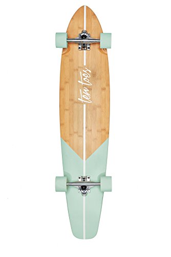 [해외]Ten Toes Board Emporium Zed Bamboo Longboard Skateboard Cruiser, 44", Aqua Fishtail