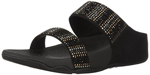 [해외]핏플랍 Womens Flare Strobe Slide Sandal, Black, 8 M US