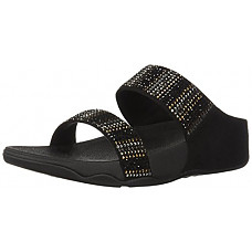 [해외]핏플랍 Womens Flare Strobe Slide Sandal, Black, 8 M US