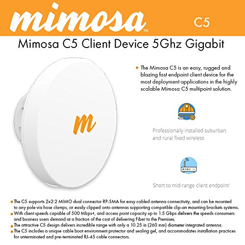 [해외]Mimosa C5 Client Device 5Ghz Gigabit CPE Fiber Speeds to the Home 500+ Mbps