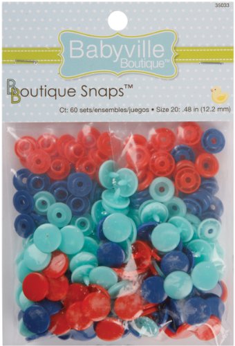 [해외]Babyville Boutique Snaps, Red/Blue/Lt Blue, 60 Count