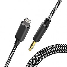 [해외]Car Aux Cable for iPhone X/Xs/Xr / 8/7 / 6 / Plus, Topacom 3.5mm Audio Cable, Aux Cord for Car Stereo, Headphone, Speaker, Black & White