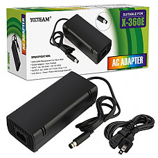 [해외]YCCTEAM XBOX 360 E Power Supply, Power Supply Cord AC Adapter Replacement Charger for Xbox 360 E, 100-240V Auto Voltage, Black