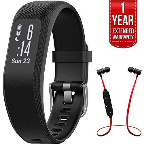 [해외]Garmin Vivosmart 3 Smart Activity Tracker Black Small/Medium (010-01755-10) with Xtreme Fusion Bluetooth Headphones Black/Red & 1 Year Extended Warranty