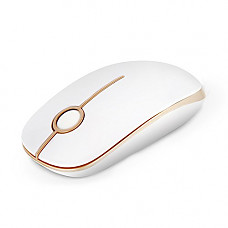 [해외]Jelly Comb 2.4G Slim Wireless Mouse Nano Receiver Less Noise, Portable Mobile Optical Mice Notebook, PC, Laptop, Computer, MacBook - White Gold