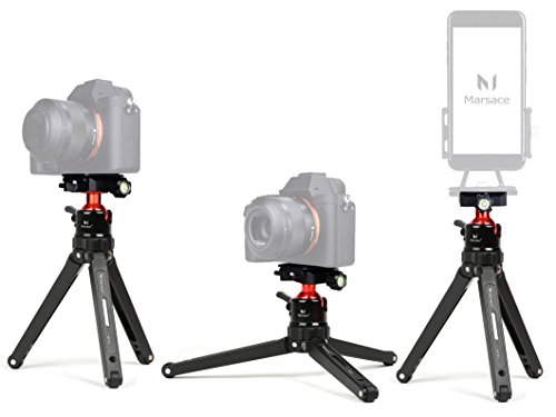 [해외]Marsace Portable Compact Desktop Macro Mini Tripod with 360 Degree Ball Head,1/4 inches Quick Release Plate，Support for 캐논 60D 5D 니콘 D90 소니 A58 A7RII DSLR Cameras Video Micro Shooting