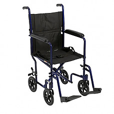 [해외]Drive Medical Aluminum Transport Chair, 19", Blue