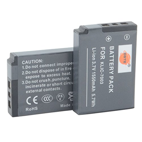 [해외]DSTE 2x KLIC-7003 Rechargeable Li-ion 배터리 Pack for Kodak EasyShare M380 M381 M420 V803 V1003 Z950 카메라 as GE GB-40