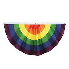 [해외]Beistle Rainbow Fabric Bunting, 4", Multicolored