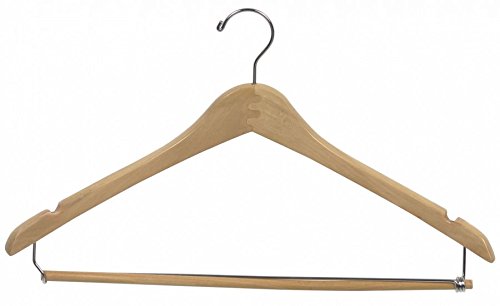 [해외]The Great American Hanger Company Natural Suit Hanger with Locking Bar & Notches (Box of 50)