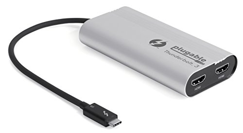 [해외]Plugable Thunderbolt 3 Dual HDMI 2.0 Display Adapter for Thunderbolt 3 애플 Mac & Select Windows Systems (Supports Up to Two 4K 60Hz Monitors)