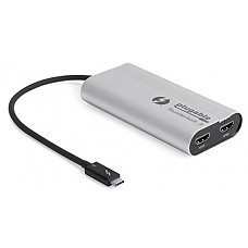[해외]Plugable Thunderbolt 3 Dual HDMI 2.0 Display Adapter for Thunderbolt 3 애플 Mac & Select Windows Systems (Supports Up to Two 4K 60Hz Monitors)