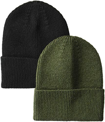 [해외]Amazon Essentials Mens 2-Pack Knit Hat, Olive/Black, One Size