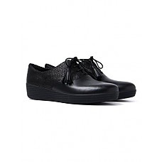 [해외]핏플랍 Womens Classic Tassel Superoxford Shoes, Black/Black Snake, US 8.5