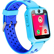 [해외]Kid Smart Watch GPS Tracker Wrist Phone Game Watch for Kids Child Boys Girls SOS anti-lost Alarm Remote 모니터 with SIM Card Compatible for iOS Android Birthday Gifts by iCooLive (02 blue)