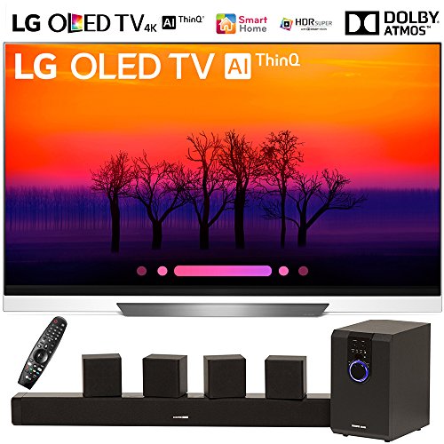 [해외]LG OLED65E8PUA 65" Class E8 OLED 4K HDR AI Smart TV (2018 Model) with Sharper Image 5.1 Home Theater System w/Subwoofer, Sound Bar & Satellite Speakers