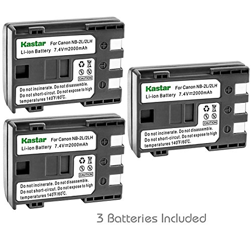 [해외]Kastar 배터리 (3-Pack) for 캐논 NB-2L NB-2LH NB-2L12 NB-2L14 NB-2L24 and PowerShot G7 G9 S30 S40 S45 S50 S60 S70 S80 DC410 DC420 VIXIA HF R10 HF R100 HF R11 EOS 350D 400D Digital Rebel XT Xti