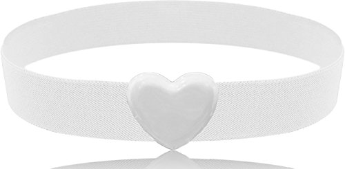 [해외]LUNA Fashion 2 Inch Heart Buckle Cinch Belt - Original - White