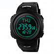 [해외]SKMEI Mens Digital Sports Watch 방수 with Compass Soft PU World Time LED Wristwatch Cycling Camping (Black)