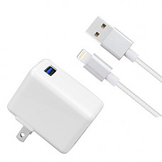 [해외][UL Listed] iPad/iPhone Charger, LOVEPEA 2.4A 12W USB Wall Charger Foldable Portable Travel Plug with 5FT Lightning Braided Cable for iPhone X/8/8Plus/7/7Plus/6s/6sPlus/6/6Plus/SE, iPad/Mini/Air/Pro,
